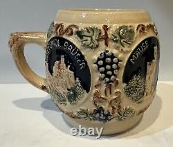 Gerzit Punch Bowl Set 7 Mugs Painted Castles Original German Piece Vintage Set