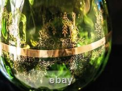 Giant Vintage Italian Green and Gold Murano Crystal Punch Bowl Brandy Snifter