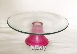 Glass Cake Stand Hand Painted and Frosted With Lid Converts To Punch Bowl