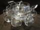 Glass Optic Glass Punch bowl 11 pc. Set with Rack Holder cups Crate-&-Barrel 17 W