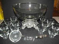 Glass PUNCH BOWL CUPS LADLE Baroque Metal Lancaster Colony 11-1 Pitman Dreitzer