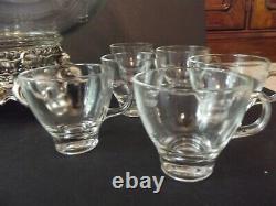 Glass PUNCH BOWL CUPS LADLE Baroque Metal Lancaster Colony 11-1 Pitman Dreitzer