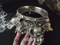 Glass PUNCH BOWL CUPS LADLE Baroque Metal Lancaster Colony 11-1 Pitman Dreitzer