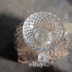Glass Punch Bowl Set includes Platter, Ladle, 12 cups