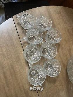 Glass crystal punch bowl With 8 Cups