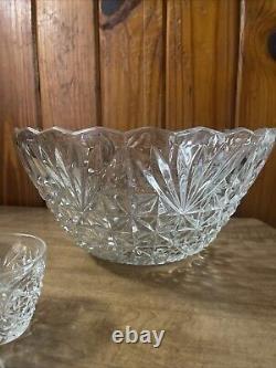 Glass crystal punch bowl With 8 Cups