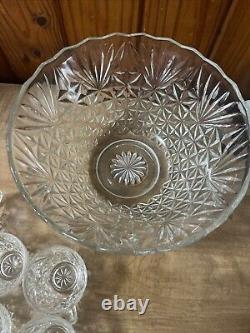 Glass crystal punch bowl With 8 Cups