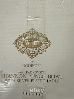 Godinger Shannon Punch Bowl + Ladle 24% Lead Crystal IOB