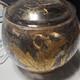 Gold Black Clear Scroll Floral Glass Punch Bowl Set with Lid Ladle 6 Cups