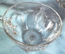 Gorgeosus Large Heisey Crystal Punch Bowl Stand & 14 cups Colonial 300 Pattern