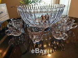 Gorgeous Antique 12 Cup Japanese Crystal Punch Bowl