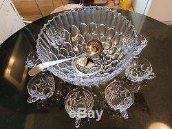 Gorgeous Antique 12 Cup Japanese Crystal Punch Bowl