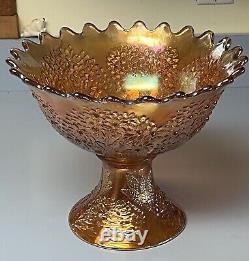 Gorgeous Fenton Carnival Marigold ORANGE TREE PUNCH BOWL SET, BASE, 3 CUPS