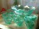 Gorgeous Fenton Opalescent Aqua Punch Bowl & 10 Cups