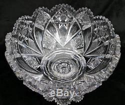 Gorgeous Hawkes Holland American Brilliant Cut Glass Punch Bowl ABP Well-Done
