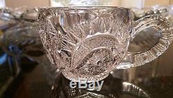 Gorgeous Huge Antique 24 Cup Punch Bowl on Matching Platter
