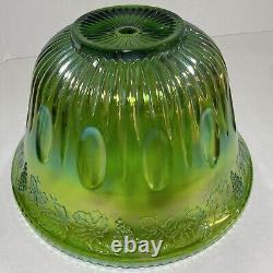 Gorgeous Iridescent Indiana Glass GREEN CARNIVAL Punch Bowl & 12 Cups