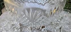 Gorgeous L. E. Smith Pineapple Vintage Heavy Cut Glass 11 Qt Punch Bowl 16 Cups