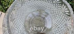 Gorgeous L. E. Smith Pineapple Vintage Heavy Cut Glass 11 Qt Punch Bowl 16 Cups