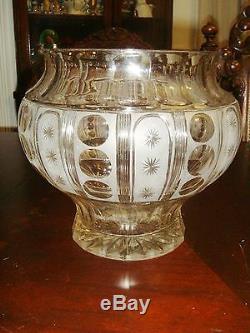 Gorgeous Mid Ccentury Punch Bowl with serving spoon, frosted and clear glass