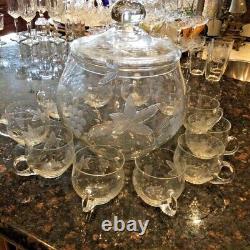 Gorgeous VTG Crystal Grapevine Glassware/Punch Bowl Set Collection 6 Variants