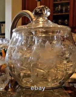 Gorgeous VTG Crystal Grapevine Glassware/Punch Bowl Set Collection 6 Variants