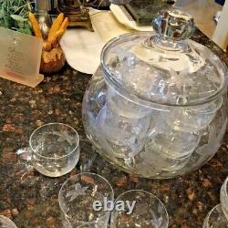 Gorgeous VTG Crystal Grapevine Glassware/Punch Bowl Set Collection 6 Variants