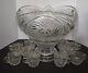 Gorgeous heavy Crystal Glass 2 piece Punch Bowl And 10 Glasses Set