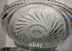 Gorgeous heavy Crystal Glass 2 piece Punch Bowl And 10 Glasses Set