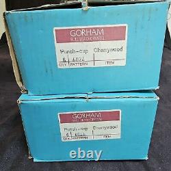 Gorham Crystal CHERRYWOOD CLEAR Punch Bowl & 12 Cups Set Orig Labels 1960-99 NOS