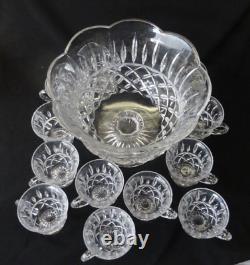 Gorham Crystal King Edward Punch Bowl and 12 Cups