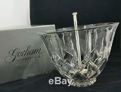 Gorham Crystal Lady Anne Punch Bowl & Silver Plate Ladle Full Lead Crystal