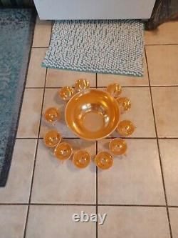 Great Vintage Carnival Glass Punch Bowl Set