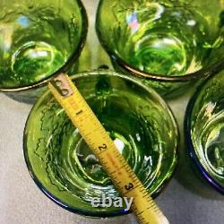 Green Carnival Glass Punch Bowl Set