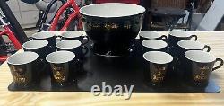 HALL Pottery Tom & Jerry Punch bowl Set with 12 Cups Made In The USA
