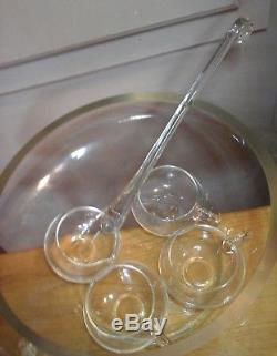 HAND BLOWN CRYSTAL MODERNO Riekes Crisa Punch Bowl Set withLadle 13 PIECES VINTAGE