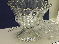 HEISEY CRYSTAL PUNCH SET With LADLE & 8 CUPS