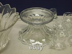 HEISEY CRYSTAL PUNCH SET With LADLE & 8 CUPS