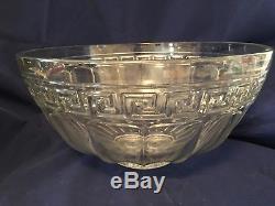HEISEY Crystal GREEK KEY Punch Bowl with Stand EUC Estate Find