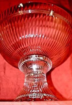 HEISEY Fluted Crystal Punch Bowl With Pedestal OHIO, U. S. A. HUGE & PRISTINE