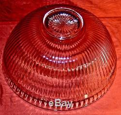 HEISEY Fluted Crystal Punch Bowl With Pedestal OHIO, U. S. A. HUGE & PRISTINE