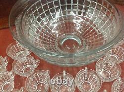 HEISEY VICTORIAN 14 1/2 PUNCH BOWL with 23 CUPS #1425