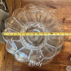 HTF Antique EAPG U. S. Pressed Glass PUNCH BOWL SET &CUPS GALLOWAY Mirror Plate