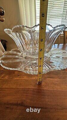 HTF Antique EAPG U. S. Pressed Glass PUNCH BOWL SET &CUPS GALLOWAY Mirror Plate