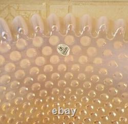HTF Fenton Art Glass Peach Opalescent Hobnail Punch Bowl Set withBase and 12 Cups
