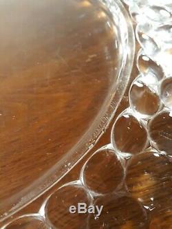 HUGE 18 Bubble Glass Punch Bowl Underplate Anchor Hocking Base Plate RARE