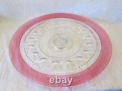 HUGE 23+ CRANBERRY FLASHED Indiana Glass Kings Crown Pattern PUNCH BOWL PLATE