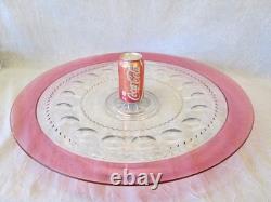 HUGE 23+ CRANBERRY FLASHED Indiana Glass Kings Crown Pattern PUNCH BOWL PLATE