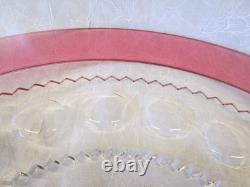 HUGE 23+ CRANBERRY FLASHED Indiana Glass Kings Crown Pattern PUNCH BOWL PLATE