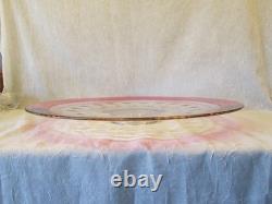 HUGE 23+ CRANBERRY FLASHED Indiana Glass Kings Crown Pattern PUNCH BOWL PLATE